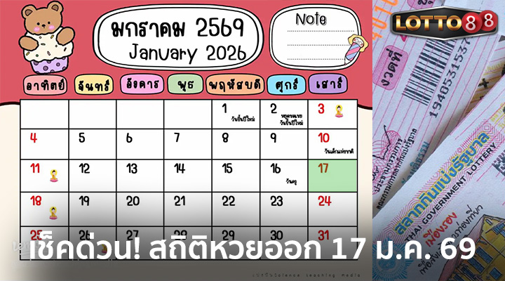 สถิติหวยออก 17 ม.ค.