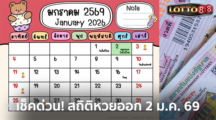 สถิติหวยออก 2 ม.ค.