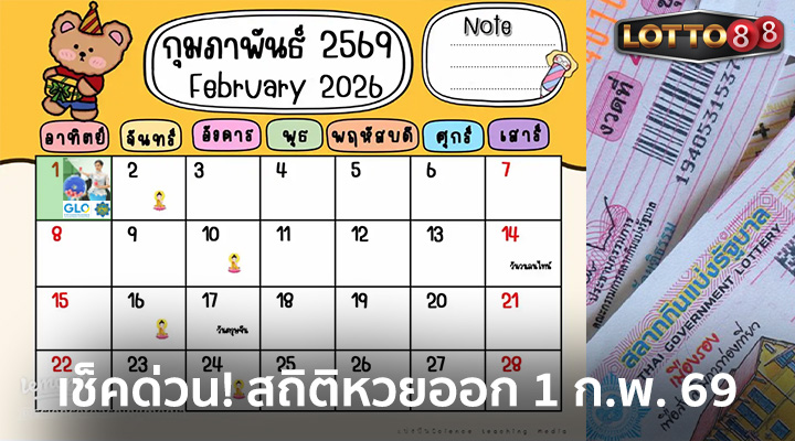 สถิติหวยออก 1 ก.พ. 2569